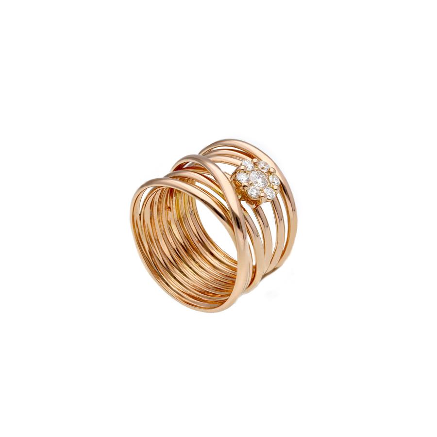 ANELLO FASCIA IN ORO ROSA CON PUNTO LUCE MAGIC BRILL KT 0.17+0.09 - CEDRO