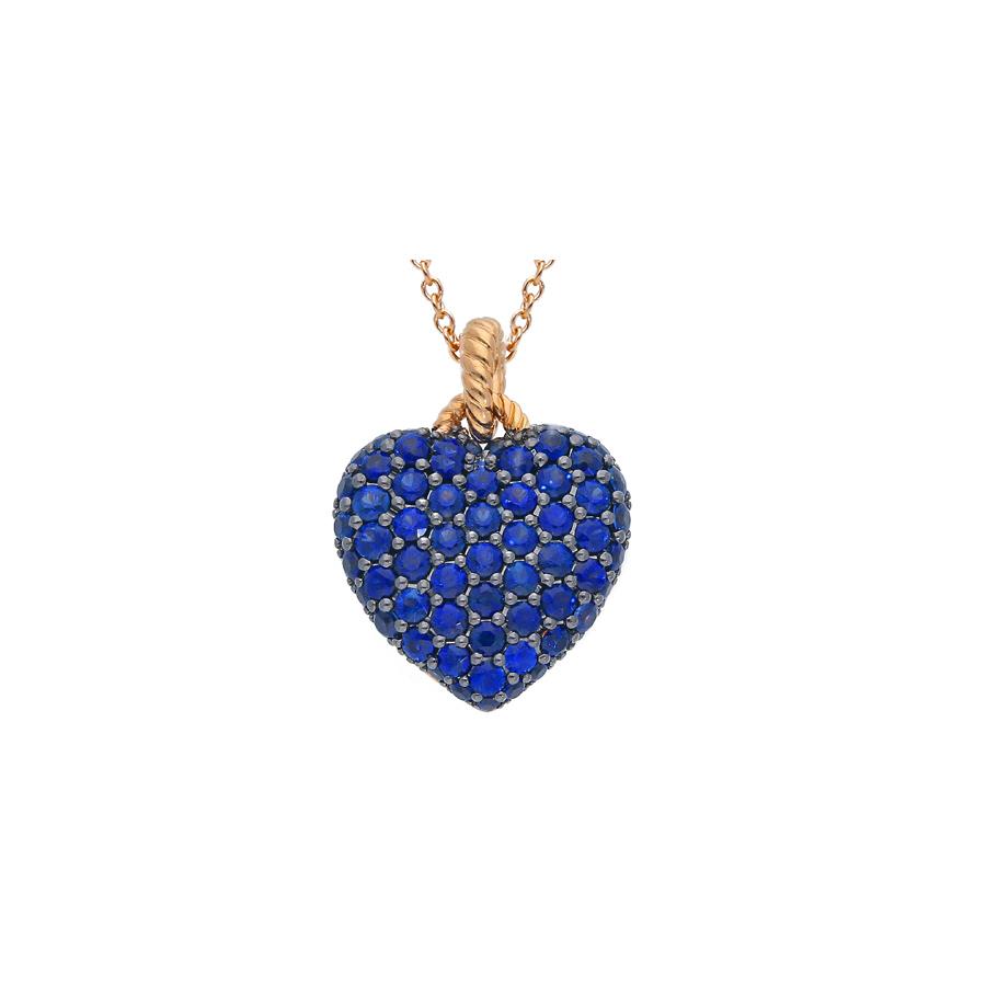 COLLANA ORO ROSA CUORE TOPPA ZAFFIRI BLU KT 1.90 - SONGA LJ