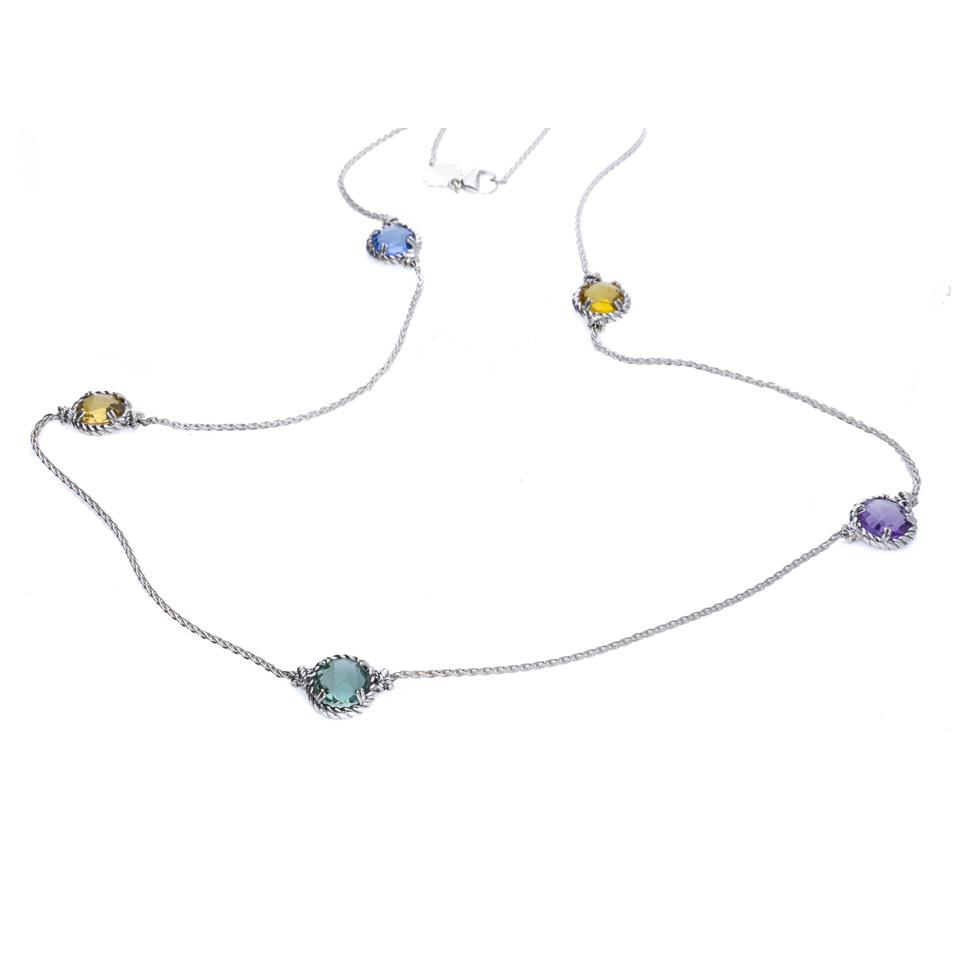 COLLANA POSITANO IN ARGENTO E ORO 9 KT - QUARZI IDROTERMALI - DE NOBILI