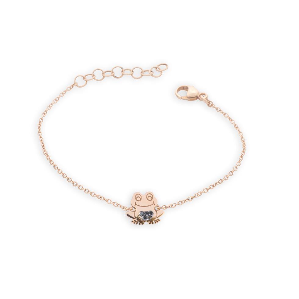 BRACCIALE ORO ROSA 18 KT CON SOGGETTO RANOCCHIO - DIAM.NERI 0.03 - BUONOCORE
