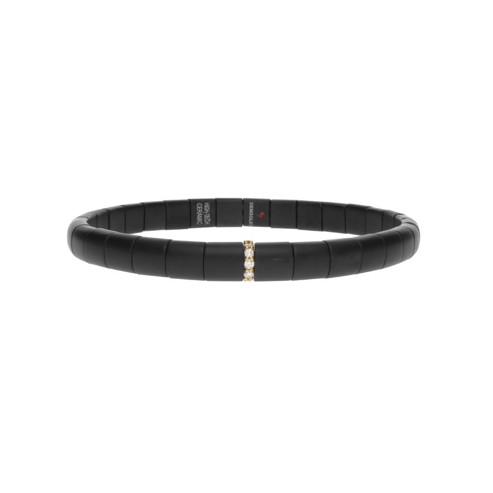 BRACCIALE PURA PICCOLO IN CERAMICA NERA SATINATA CON 1 BARRETTA DIAMANTI BROWN ORO ROSA - ROBERTO DEMEGLIO
