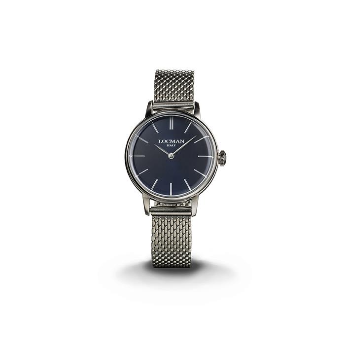 1960 SOLO TEMPO ACCIAIO DONNA QUADRANTE BLU MAGLIA MILANO - LOCMAN