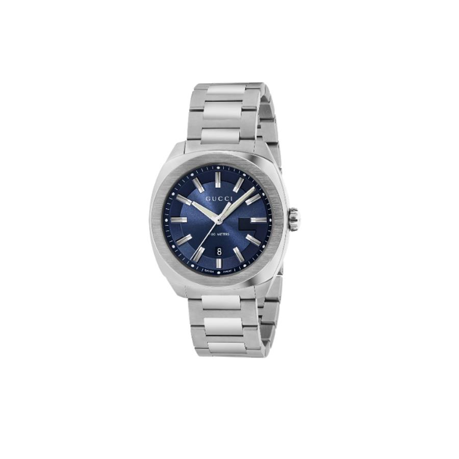 GG2570 - CASSA IN ACCIAIO, QUADRANTE SPAZZOLATO BLU SCURO, BRACCIALE IN ACCIAIO - GUCCI TIMEPIECES
