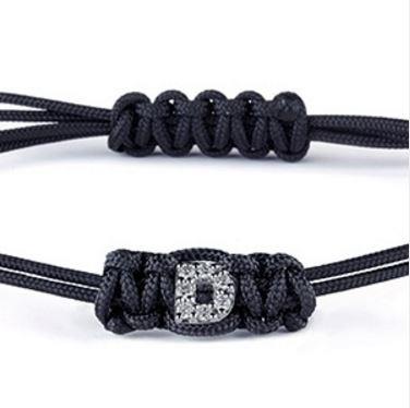 BRACCIALE CORDINO CON LETTERA ORO E DIAMANTI - BUONOCORE