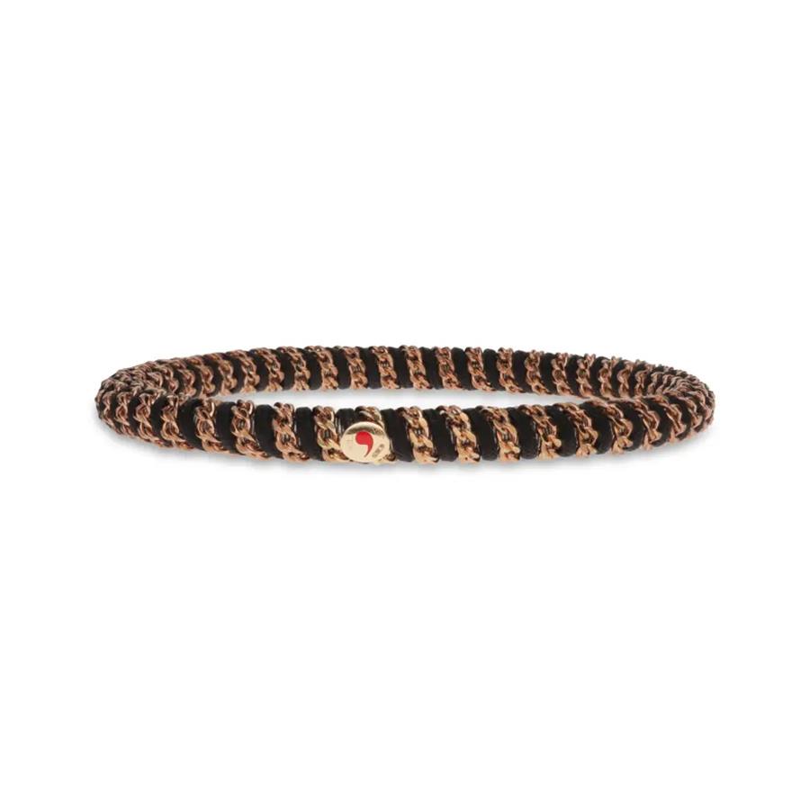 GIÒ COLOR NERO - BRACCIALE ELASTICO IN CORDURA NAUTICA E ORO ROSA 18 KT - ROBERTO DEMEGLIO