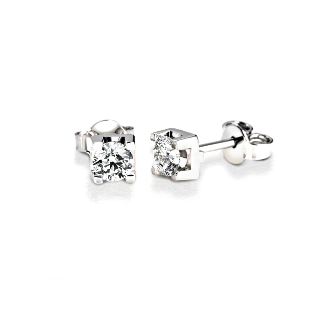 ORECCHINI PUNTO LUCE IN ORO BIANCO, CASTONE QUADRATO - DIAMANTI CT. 0,22 PUREZZA VS, COLORE G - GIORGIO VISCONTI