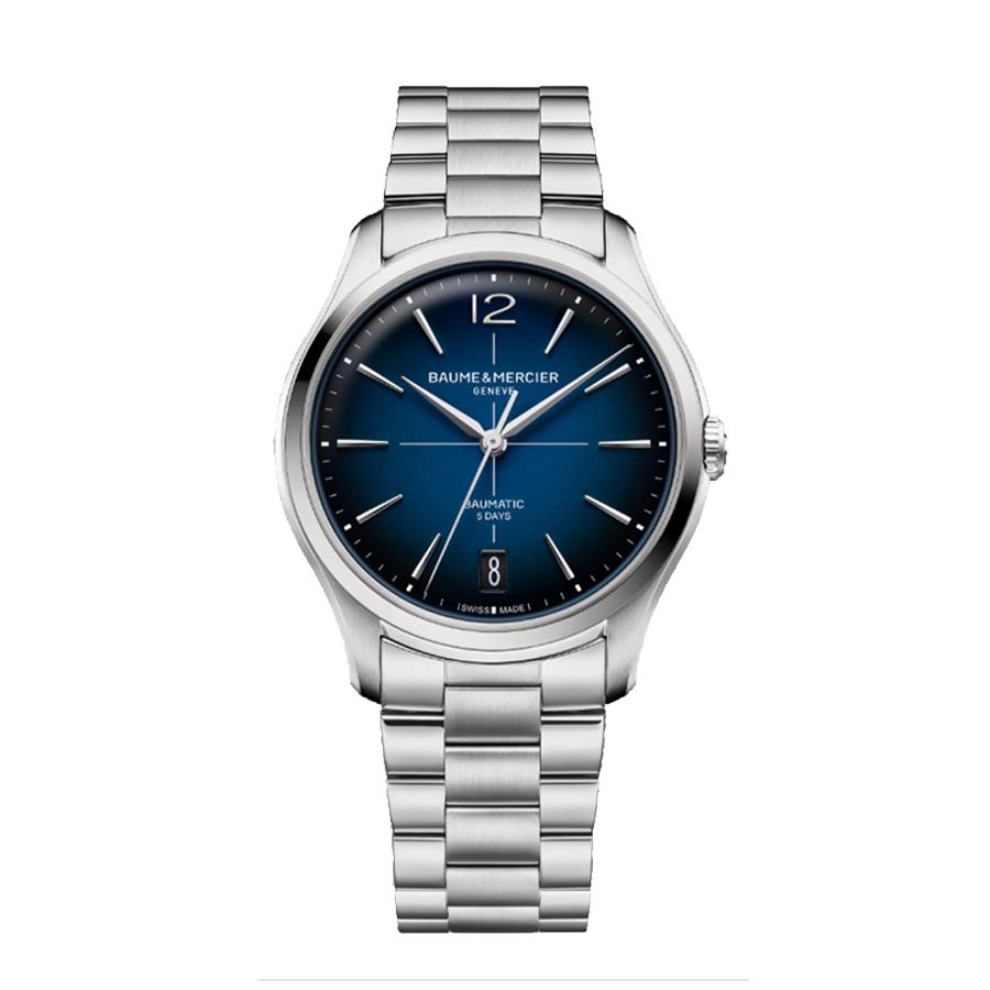 CLIFTON 10792 - AUTOMATICO BAUMATIC, DATARIO - 39 MM - QUADRANTE SFUMATO BLUE - INDICI + 12 ARABO - BAUME & MERCIER