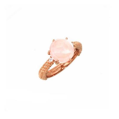 ANELLO IN ORO 9 CT. CON QUARZO ROSA E  BRILL. 0.03 - MINU