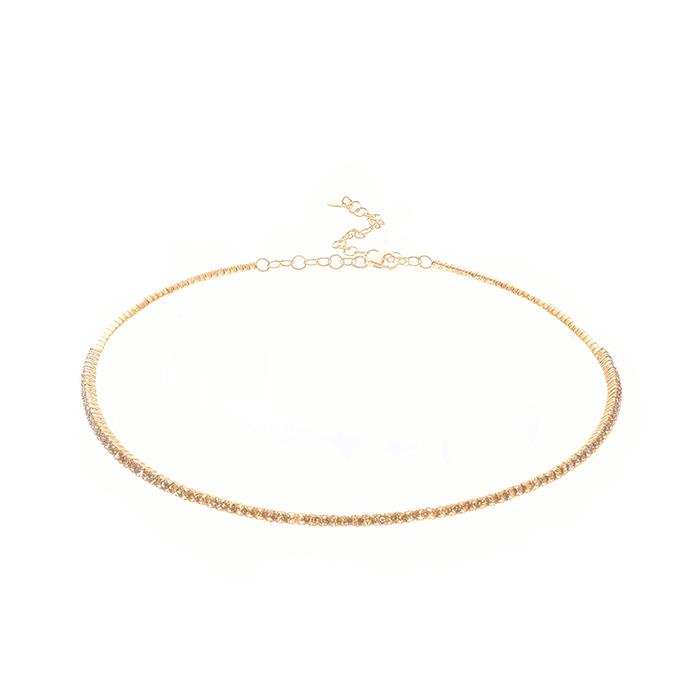 CHOKER TENNIS IN ORO ROSA - DIAM BROWN KT 1.96 - SONGA LJ