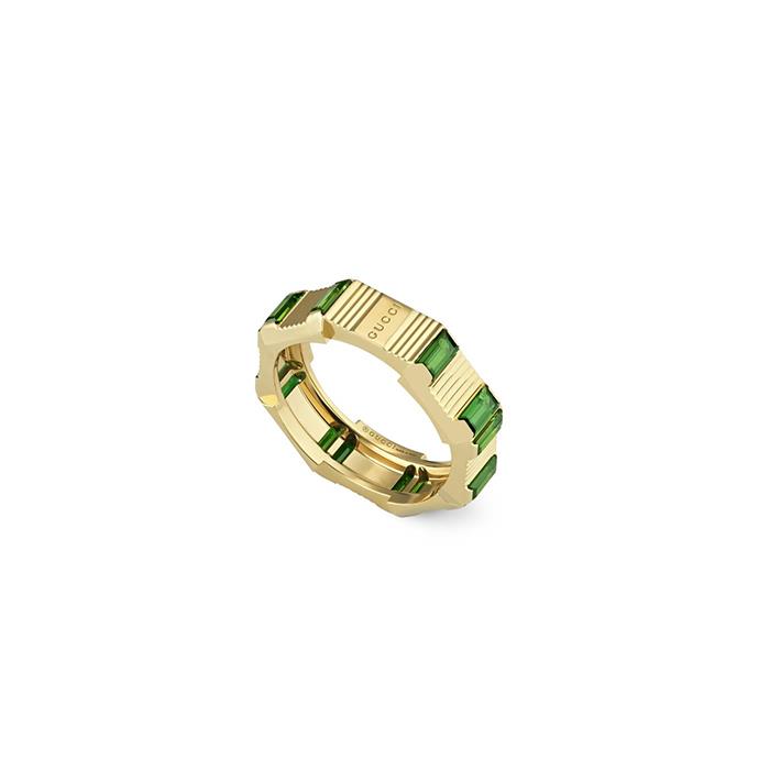 ANELLO LINK TO LOVE ORO GIALLO 18KT E TORMALINE VERDE - 7 MM  - GUCCI FINE JEWELRY