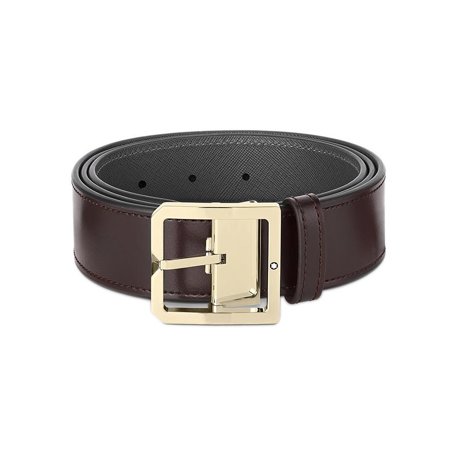CINTURA REVERSIBILE IN PELLE MARRONE/GRIGIA FIBBIA DORATA - MONTBLANC