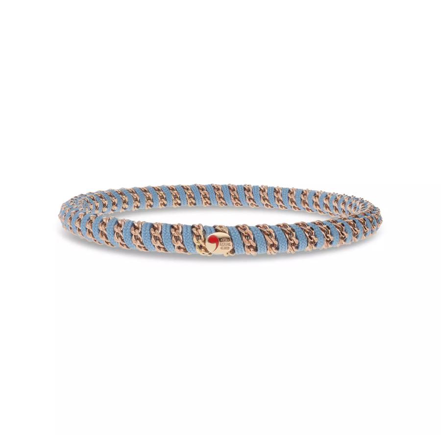 GIÒ COLOR CELESTE CHIARO - BRACCIALE ELASTICO IN CORDURA NAUTICA E ORO ROSA 18 KT - ROBERTO DEMEGLIO