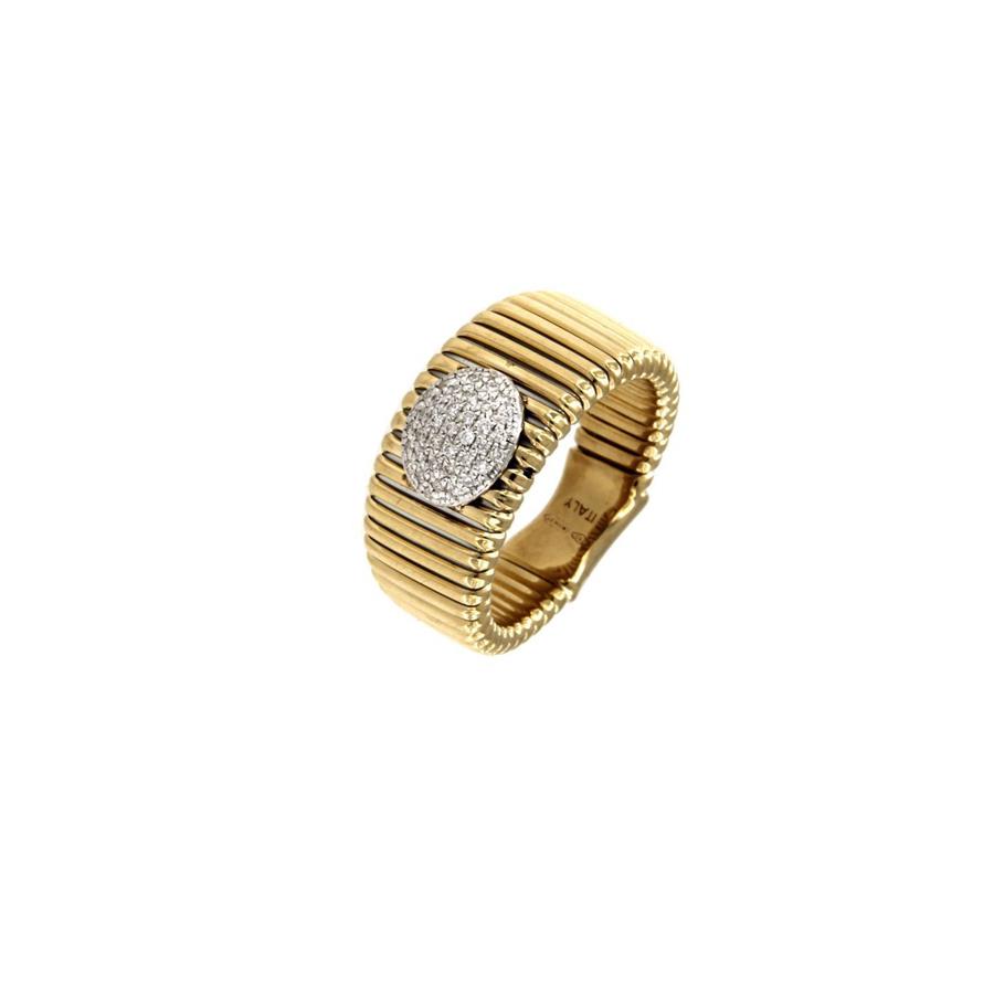 ANELLO ORO GIALLO CON OVALE PAVÈ CT 0.42 - ANTORA