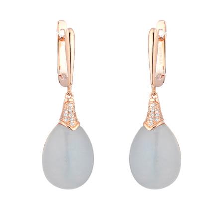 ORECCHINI ARGENTO ROS&Egrave;, OCCHIO DI GATTO AZZURRO - TSARS COLLECTION