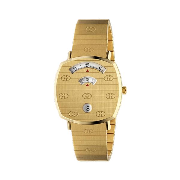 OROLOGIO GRIP, 35 MM - CASSA IN PVD ORO GIALLO CON MOTIVO GG INCISO / BRACCIALE IN PVD ORO GIALLO - GUCCI TIMEPIECES