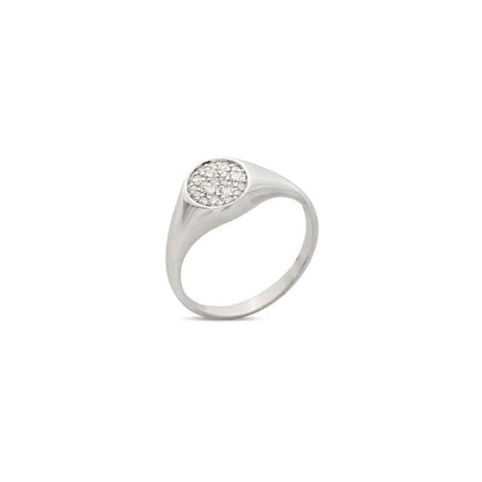 ANELLO ORO BIANCO 18 KT OVALE CON DIAMANTI BIANCHI - BUONOCORE
