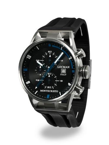 MONTECRISTO CRONOGRAFO QUARZO, CASSA ACCIAIO E TIANIO, QUADRANTE NERO, CINTURINO CAUCCI&Ugrave; - LOCMAN