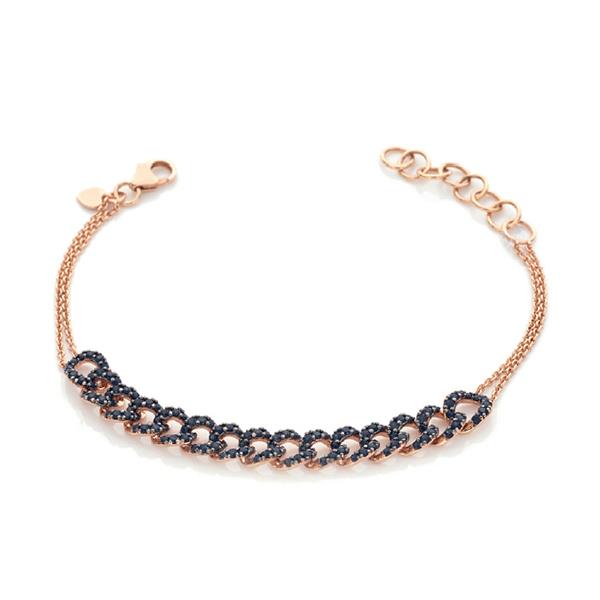 BRACCIALE IN ORO ROSA 18 KT GRUMETTA CON  DIAMANTI NERI 1.45 - BUONOCORE