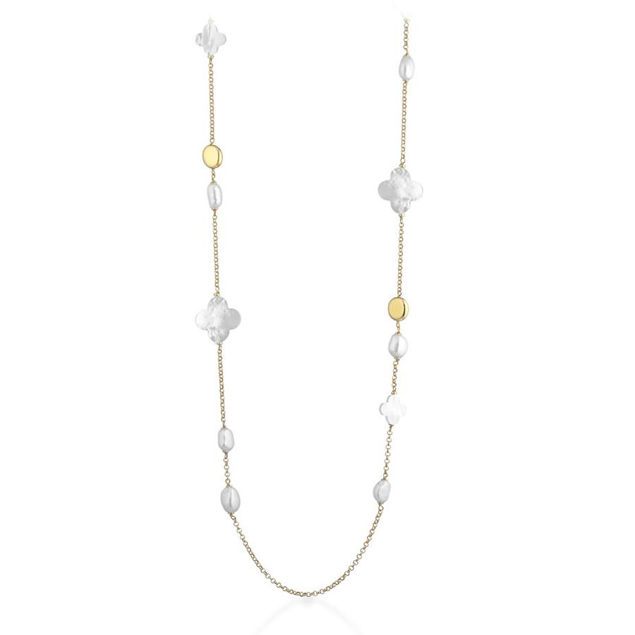 COLLANA IN AG925 GIALLO , PERLE D'ACQUA DOLCE E MADREPERLA AUSTRALIANA - LE LUNE GLAMOUR