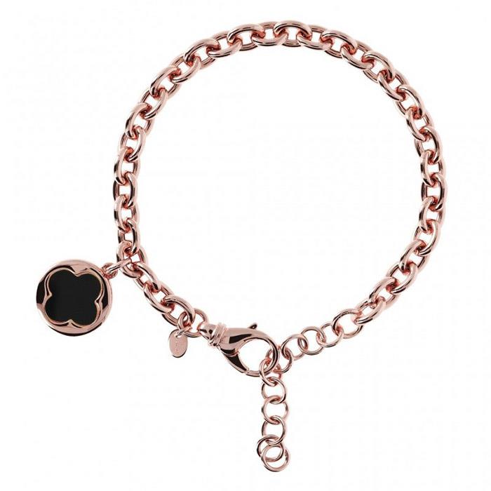BRACCIALE IN ROSE GOLD CON CIONDOLO BLACK ONYX - BRONZALLURE