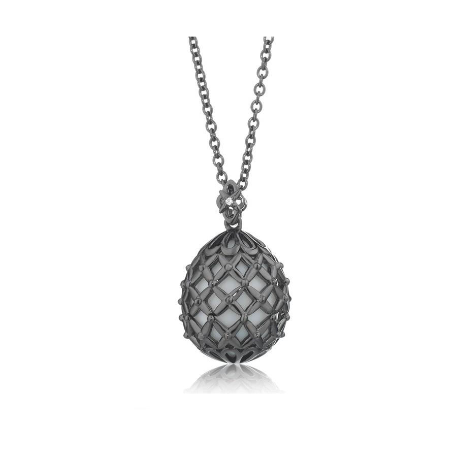 COLLANA IN ARGENTO BRUNITO E AGATA BIANCA - TSARS COLLECTION