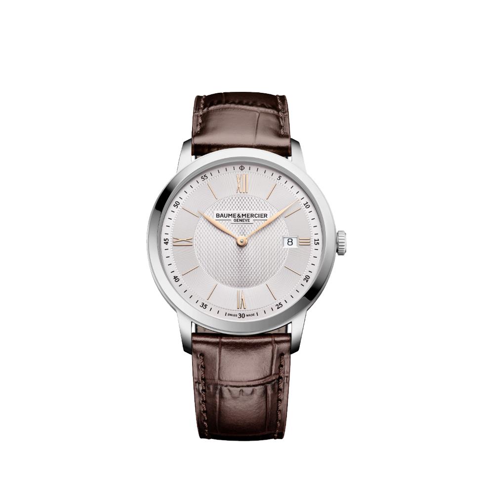 CLASSIMA 2026 ACCIAIO SOLO TEMPO QUARZO CINTURINO PELLE QUADRANTE INDICI DORA - BAUME & MERCIER