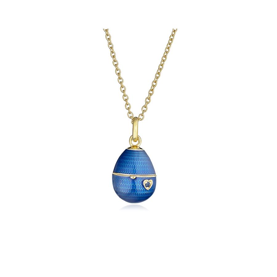 OVETTO LOVE SECRET - CIONDOLO SMALTO BLU APRIBILE - COLLANA IN ARGENTO DORATO - TSARS COLLECTION