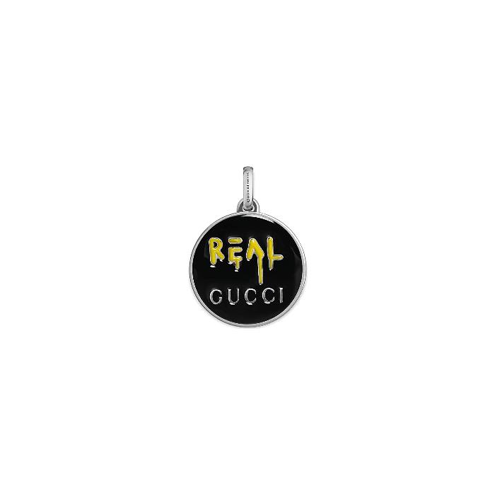 CHARM GUCCI REAL IN ARGENTO E SMALTO NERO/GIALLO  - GUCCI SILVER JEWELRY
