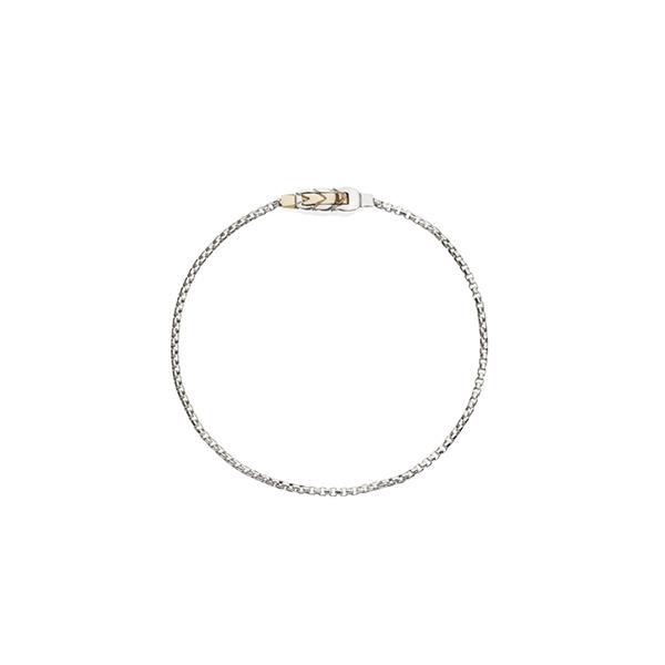 BRACCIALE SPIGA FINE ARGENTO 925 E ORO 9K, CHIUSURA A BAIONETTA - 17,5 CM - QUERIOT