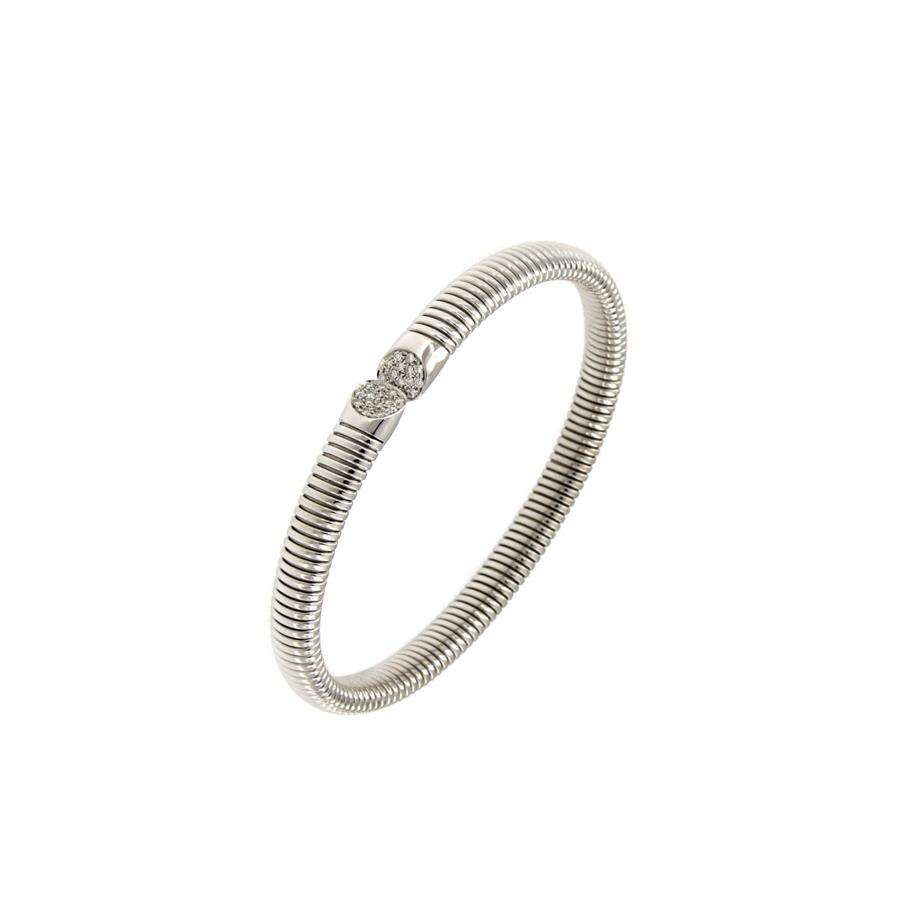 BRACCIALE IN ORO BIANCO MAGLIA TUBOGAS CON FIANLI PAVÈ KT 0.20 - GR 12.50 - ANTORA
