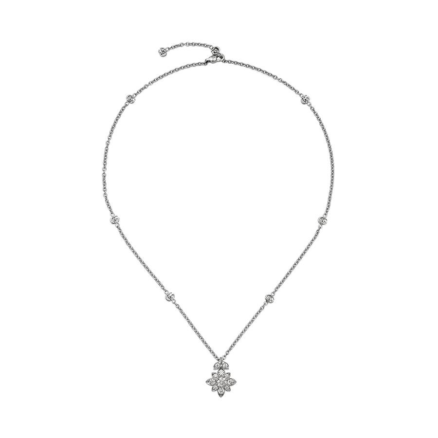 GUCCI FLORA - COLLANA CON PENDENTE IN ORO BIANCO E DIAMANTI - BRIL 0.91 - GUCCI FINE JEWELRY