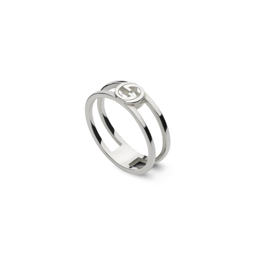 ANELLO INTERLOCKING G DOPPIA FASCIA STRETTA - MIS 14 - GUCCI SILVER JEWELRY