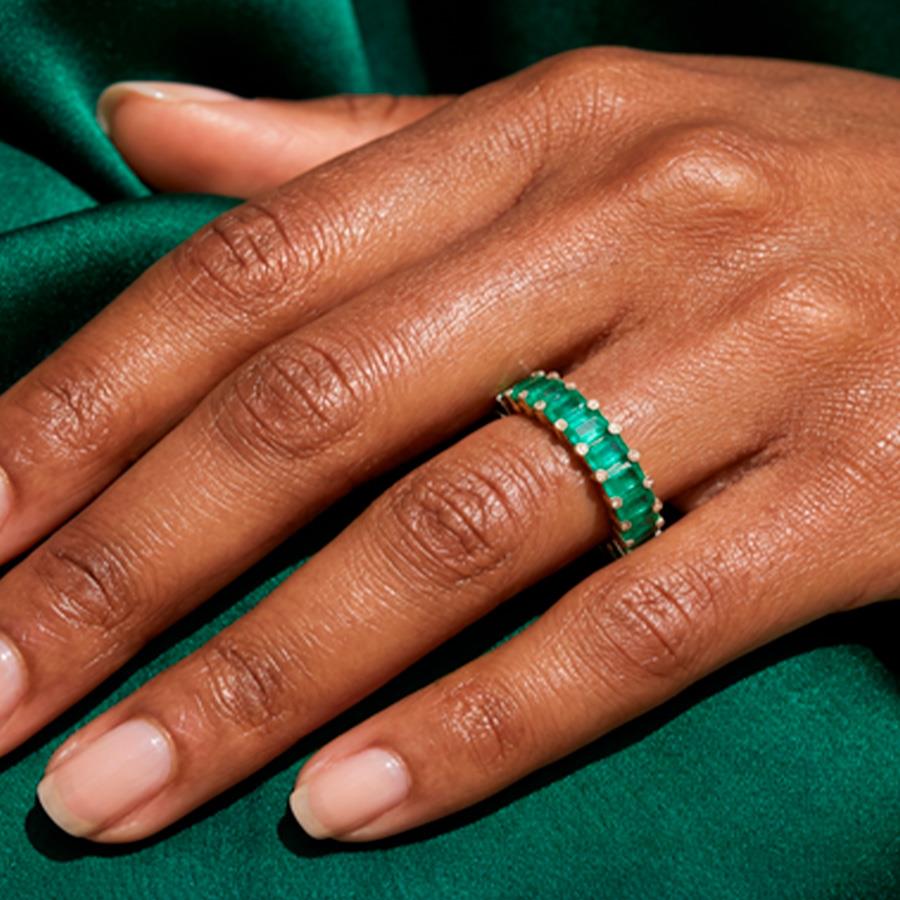 ANELLO VERETTA INTERA SMERALDI ORO GIALLO - SME: 4.01 - BRIL 0.14 - CEDRO