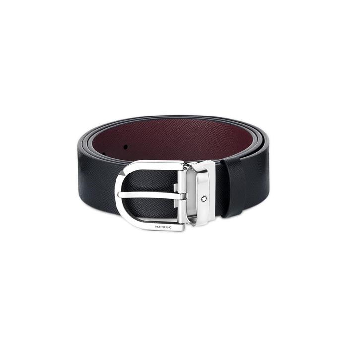 CINTURA BOUCLE PELLE/PALLADIO SAFFIANO REVERSIBILE NERO/MOSTO 35 MM - MONTBLANC