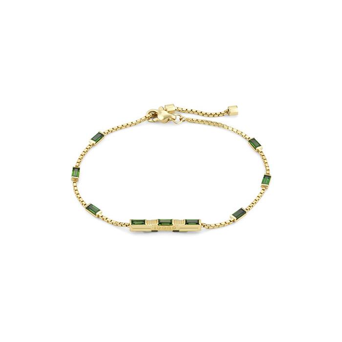BRACCIALE LINK TO LOVE ORO GIALLO 18KT E TORMALINE VERDI - MIS 16 - GUCCI FINE JEWELRY