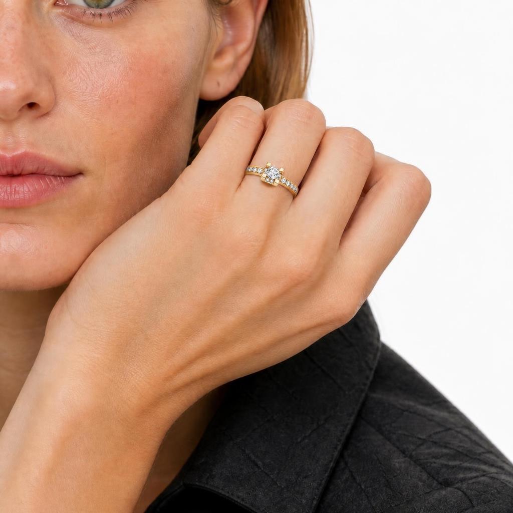 ANELLO SOLITARIO "IO LUCE" IN ORO ROSA - GVS 0.17 C. 0.16 - GR 4.30 - MIS 17 - GIORGIO VISCONTI