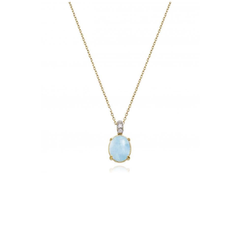 COLLANA ARMILLAS ACQUA GEMMA ORO GIALLO CON BRILLANTI BIANCHI/ACQUAMARINA - 45 CM - CHIMENTO
