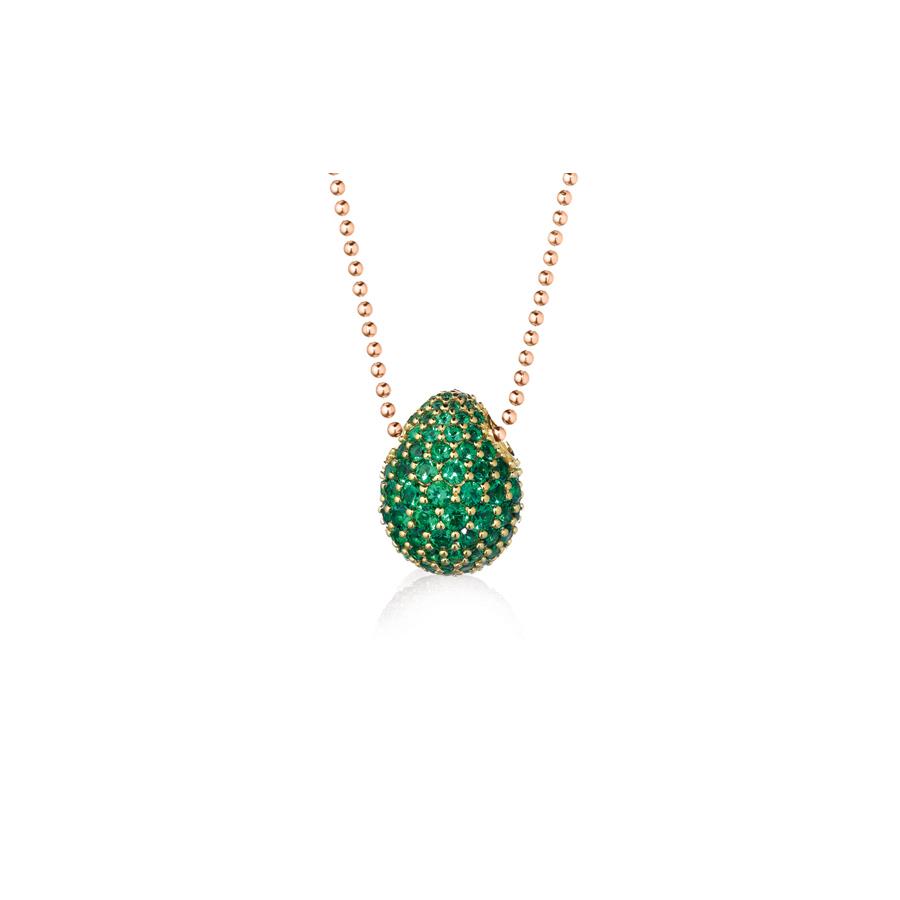 CIONDOLO ZIRCONIA VERDE COLLANA ARGENTO ROSÈ - TSARS COLLECTION