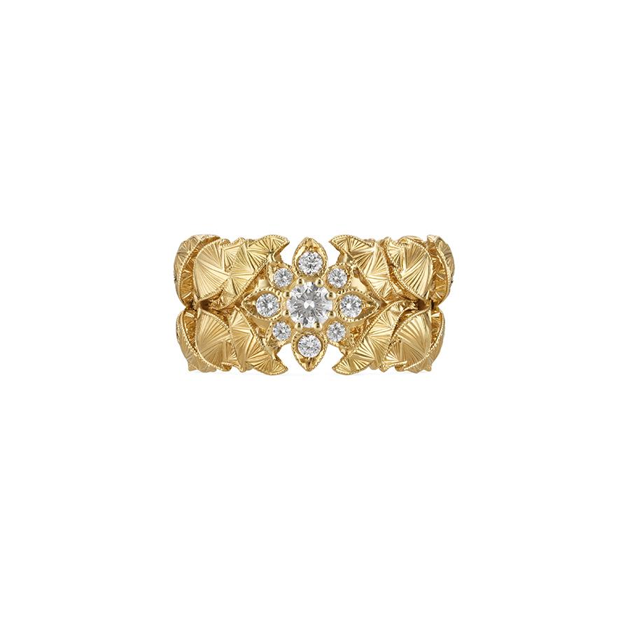 ANELLO FLORA ORO GIALLO 18 KT E DIAMANTI 0,39 KT - GUCCI FINE JEWELRY