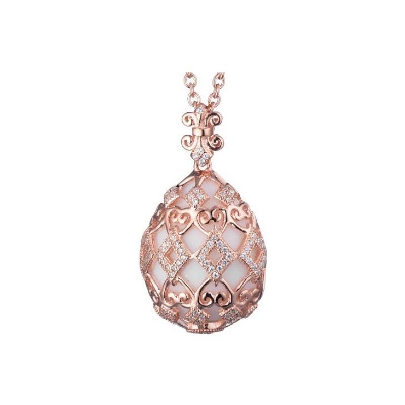 COLLANA IN  ARGENTO ROS&Egrave;, AGATA BIANCA E ZIRCONIA - TSARS COLLECTION