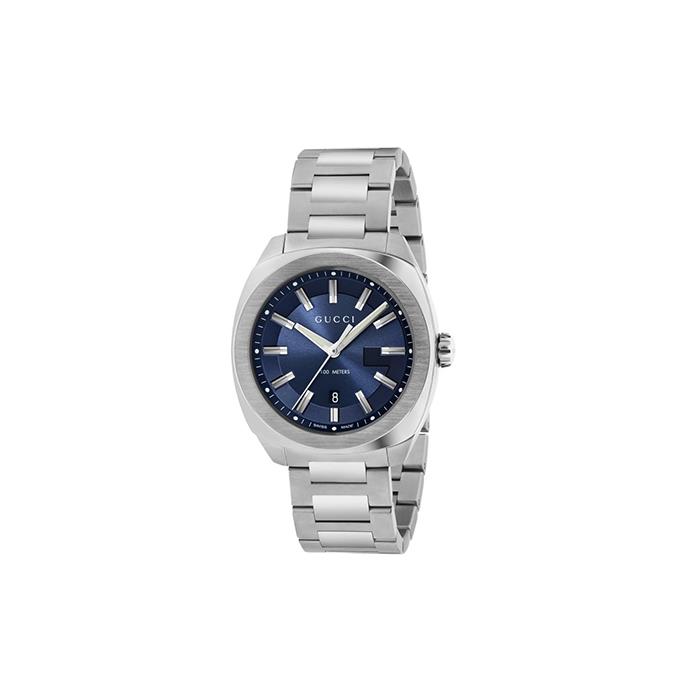 GG2570 CASSA IN ACCIAIO CON QUADRANTE SPAZZOLATO BLU SCURO, BRACCIALE IN ACCIAIO - GUCCI TIMEPIECES