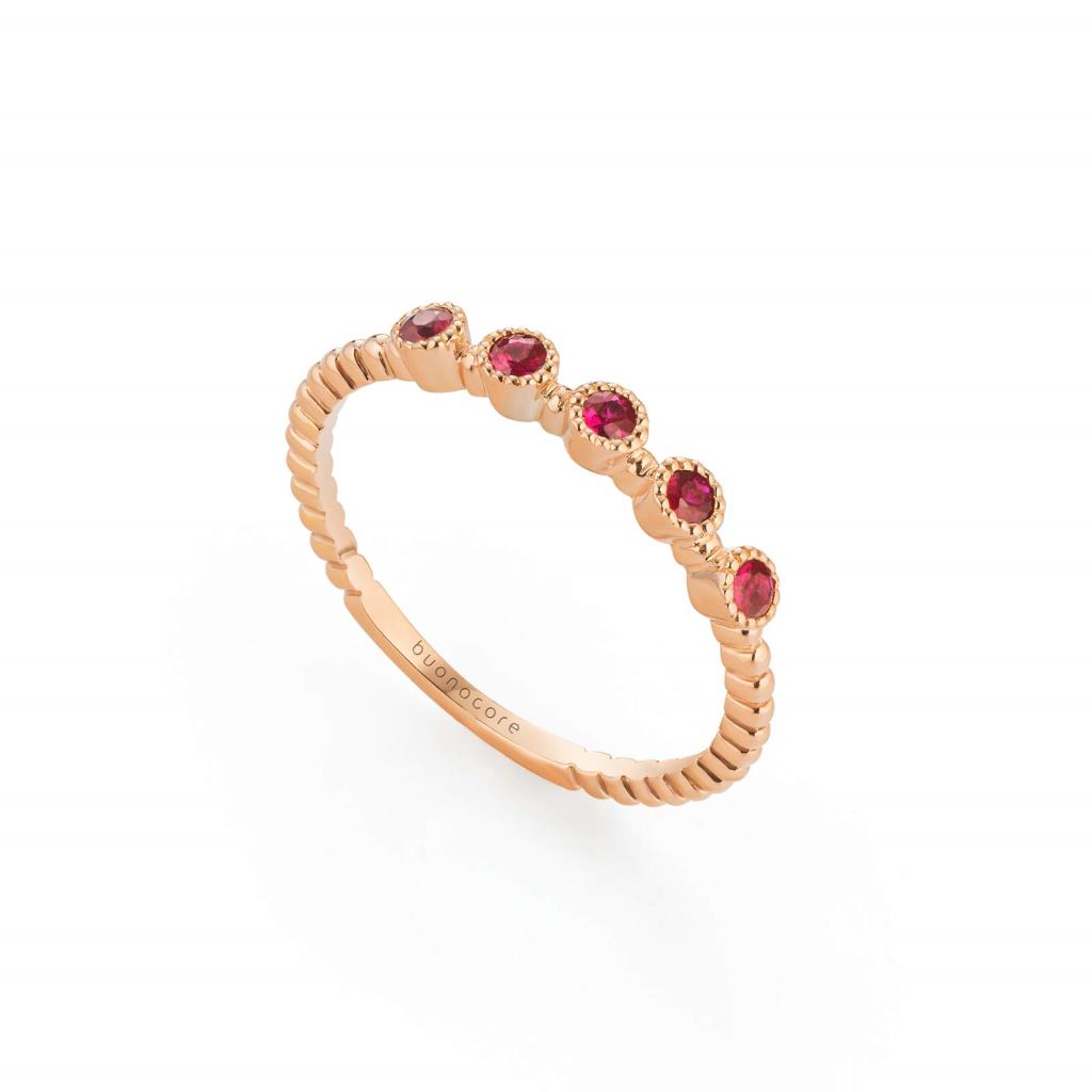 ANELLO IN ORO ROSA 18 KT CON RUBINI - RUB 0.18 - GR 1.56 - BUONOCORE