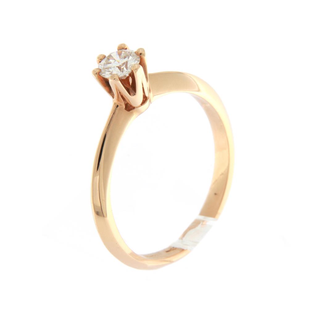 ANELLO SOLITARIO IN ORO ROSA 18 KT - DIAMANTE TAGLIO BRILLANTE KT 0.30 G VS - GR. 2.9 - 