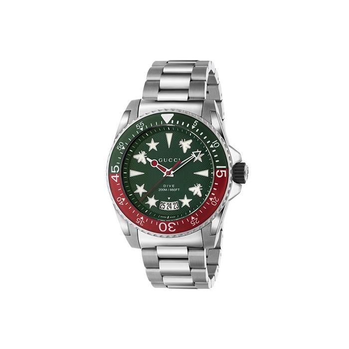 GUCCI DIVE XL QUADRANTE VERDE - VETRO ZAFFIRO - BRACCIALE ACCIAIO - 200 METRI - GUCCI TIMEPIECES