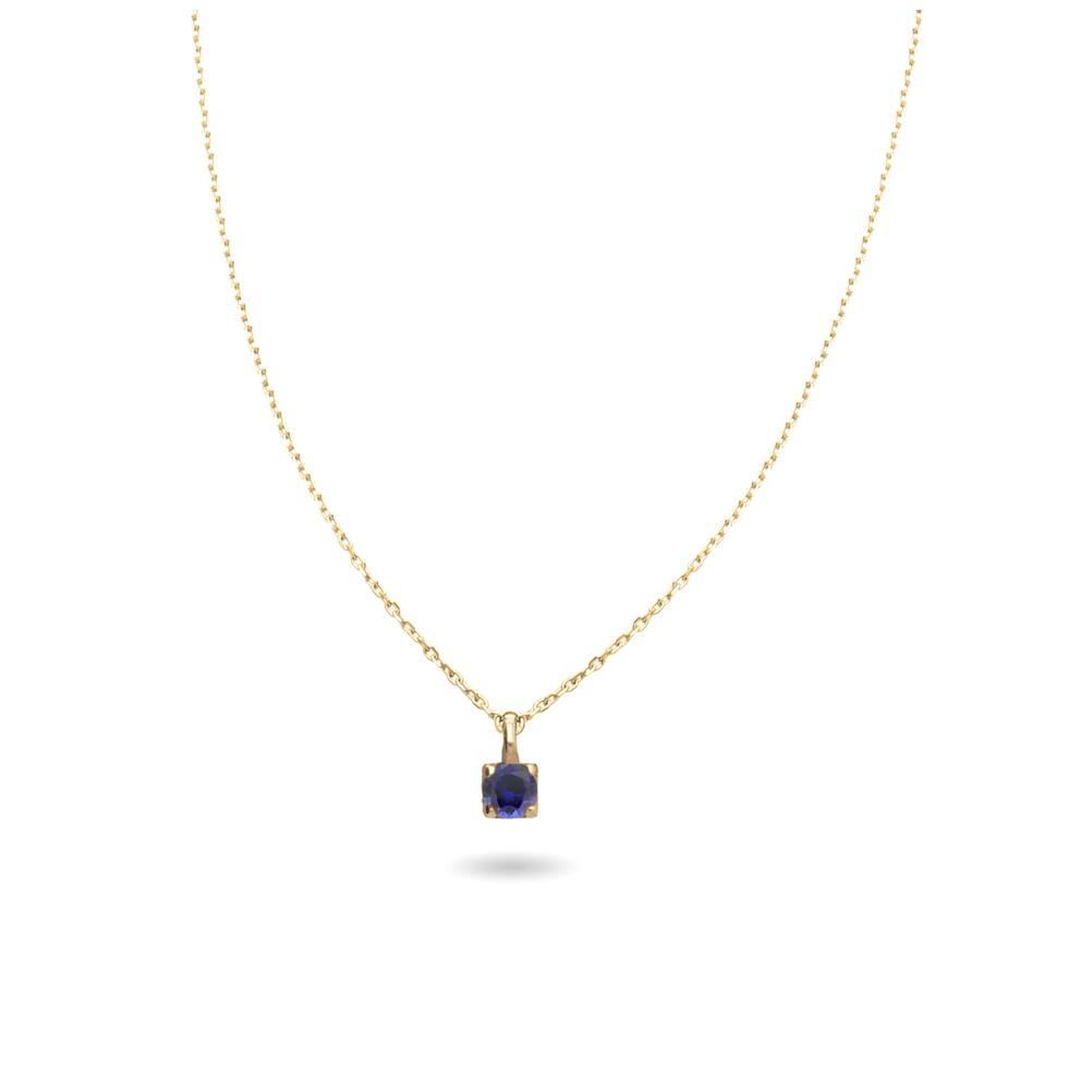 COLLANA FILO D'AMORE PUNTO LUCE IN ORO 9 KT CON ZAFFIRO BLU 0.08 CT - RUBINIA