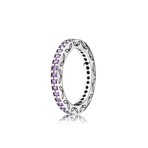 SILVER RING, FANCY PURPLE CUBIE ZIRCONIA - MISURA 50 - PANDORA