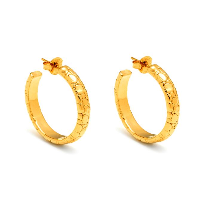 ORECCHINI CERCHIO MOON CROCODILE DORATI - RASPINI