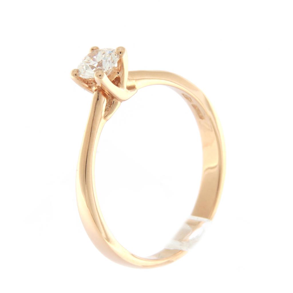 ANELLO SOLITARIO IN ORO ROSA 18 KT - DIAMANTE TAGLIO BRILLANTE KT 0.35 H IF - GR. 2.70 - CEDRO