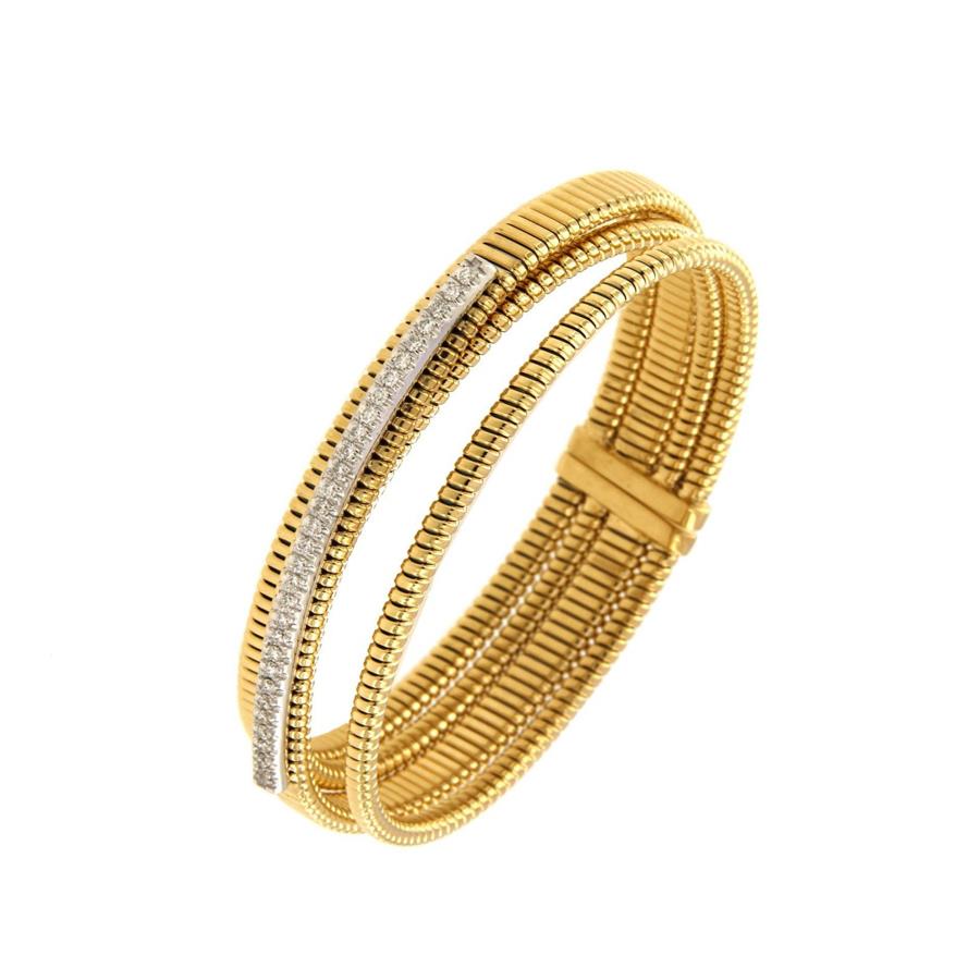 BRACCIALE 3 GIRI ORO GIALLO BARRETTA TENNIS ORO BIANCO BRILL 0.62 - ANTORA