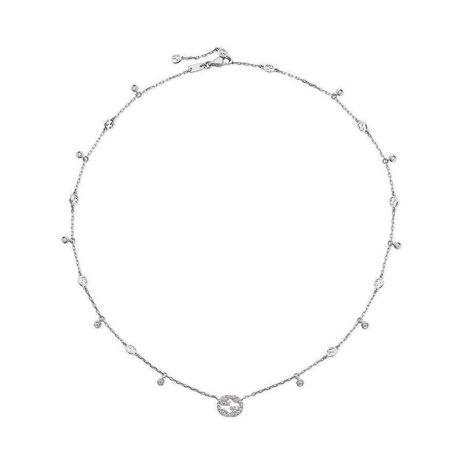 GUCCI INTERLOCKING - COLLANA IN ORO BIANCO 18KT E DIAMANTI 0,28KT - GUCCI FINE JEWELRY